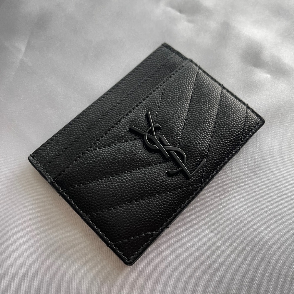 YSL SAINT LAURENT Cassandre Matelasse Card Case in  Grain de Poudre Leather - Picture 2 of 4